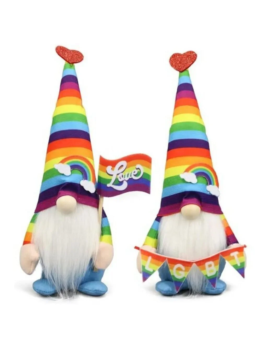 Pride Rainbow Gnome Plush Set LGBTQ Decor Gay Lesbian Gifts Home Office Shelf